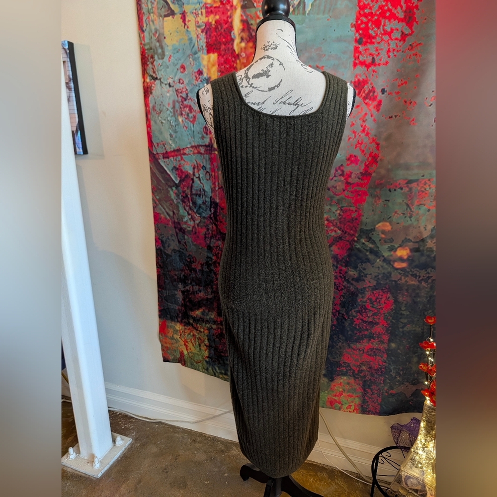 Green Allsaints Margetta 2-in-1 Ribbed Midi Dress (L) - Picture 11 of 12